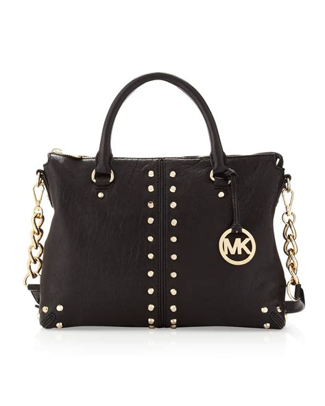 little black michael kors bag|Michael Kors black studded handbag.